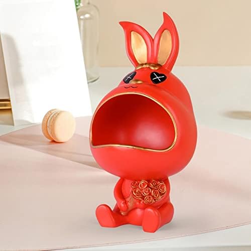 LYKD Rabbit Figurine Organizer Candy Trinket Storage Box Tray Home Decoration, Red, 15.5cmx16cmx31.5cm (Color : Red, Size : 15.5cmx16cmx31.5cm)