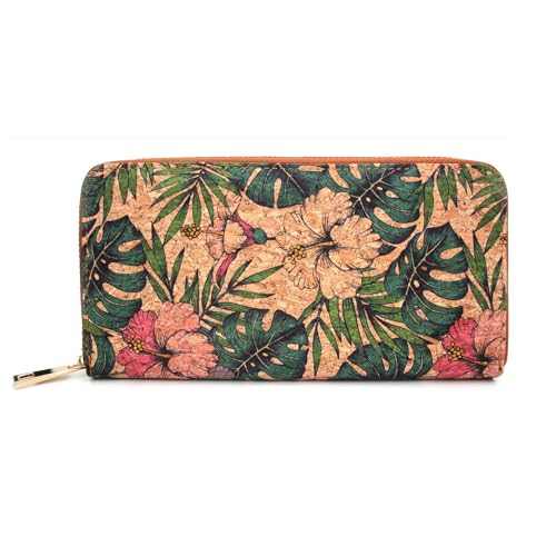 boshiho Kork Geldbörse Damen Vegan Portemonnaie aus Kork Große Nachhaltig RFID-Schutz Geldbeutel mit Reißverschluss Vegan Geschenk