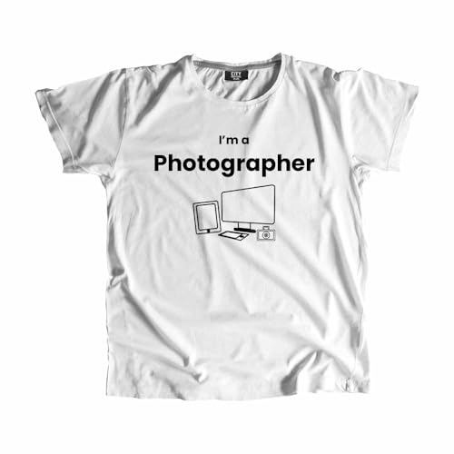 T-shirt photographe unisexe blanc haut de gamme en coton respirant à col rond