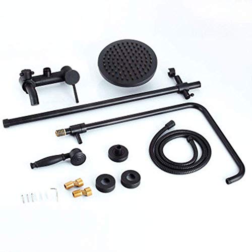 Système de douche rétro bronze noir avec robinet en céramique durable