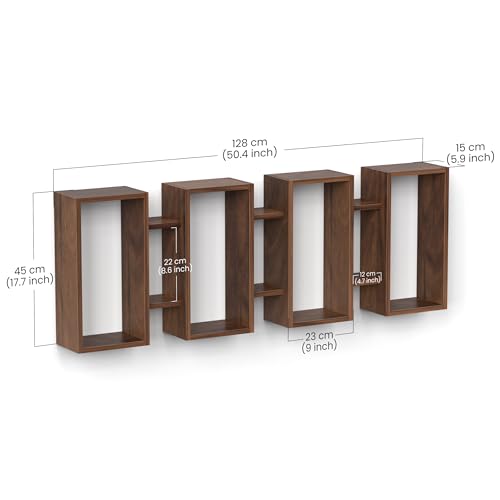 Image of BLUEWUD Steda Multipurpose Wall Mount /Free Standing Bookshelf, Open Decor wall Display Shelves, Storage Cabinet Racks Organizer for Living Room Bedroom Office Home (Brown Maple)