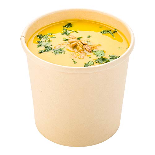 Restaurantware Bio Tek 12 Ounce Disposable Soup Cups 200 Microwavable Paper Soup Cups - Vented Lids Sold Separately Hot And Cold Foods Bamboo Paper To Go Soup Containers For Desserts Or Treats