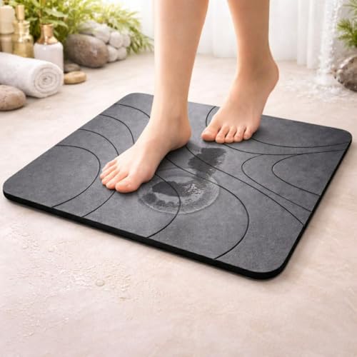 Miniatura 14 de Veradgroup Alfombra Diatomita Baño Antideslizante Alfombra Baño Diatomita Ducha Secado Rápido Alfombra Cocina Y Baño Premium Bath Mat De Piedra Natural Gris Piedra Elegante