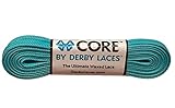 Derby Laces CORE Narrow 6mm Waxed Lace for Figure Skates, Roller Skates, Boots, and Regular Shoes (Aqua Spray Teal, 96 Inch / 244 cm)