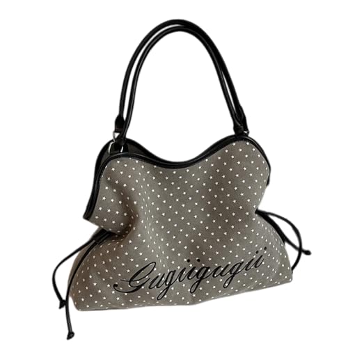 Bolso de hombro de gran capacidad para mujeres y niñas, bolso informal con asa superior, bolso de un solo hombro para ir de compras, trabajo, escuela y uso diario (gris)