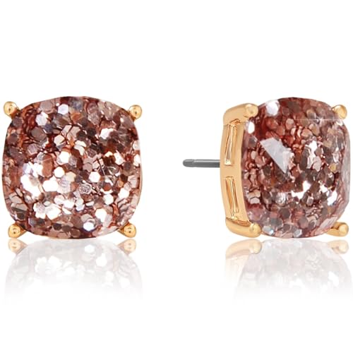 Large Stud Earrings for Women - Rose Gold Tone Big Stud Earrings for Women, Unique Rose Gold Tone...