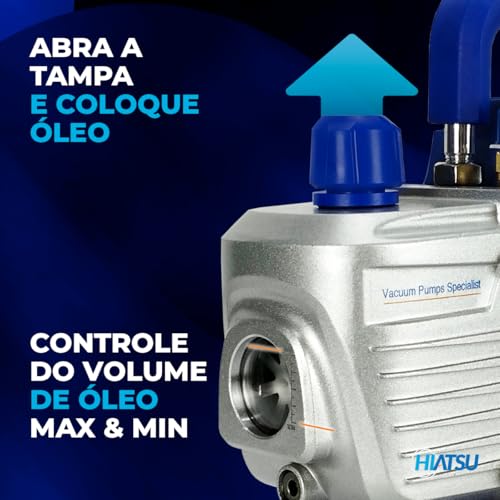 Bomba de vácuo 2cfm Estágio simples Hiatsu VPH120 Bivolt 60Hz 1440rpm 150 micron refrigeração 1/4Hp