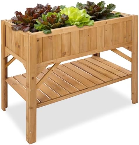 tectake® Wooden Outdoor Planter, Raised Bed with Protective Inser...