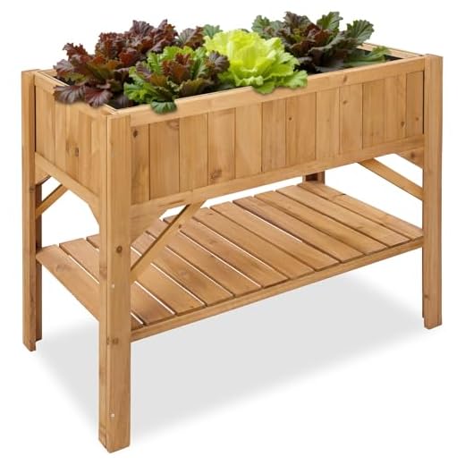 TecTake® Semenzaio a Letto Caldo per Aiuola Rialzata, Fioriera Rialzata da Esterno con Ripiano, Fioriera Legno, Orto Rialzato, Cassoni per Orti Rialzati, Marrone - 119x57x90cm