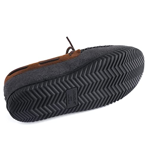Ultraideas Men’s Warm Moc Slippers With Memory Foam, Comfy House Shoes With Nonslip Rubber Sole (Grey, Size 13) #TOP18