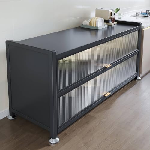 Mesa de cocina, mesa de trabajo multicapa con caja de almacenamiento, rejilla protectora de polvo para panadería, microondas, mesa de comedor, ideal para organizar la cocina y preparar