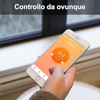 KETOTEK Intelligente Cronotermostato Wireless con RF Ricevitore WiFi per Caldaia 5A, Termostato Senza Fili con 220V Ricevitore Alexa Compatibile, Programmabile Settimanale, Controllo da App e Vocali