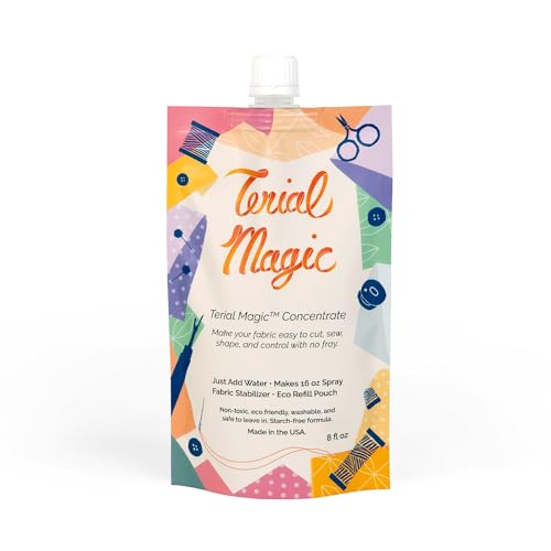 Terial Magic Concentrate 8 oz Refill Pouch Makes 16 oz Spray No-Fray Fabric Treatment for Quilting Embroidery Inkjet Printing Sewing & Crafting Non-Toxic Made in USA
