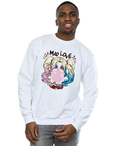 Absolute Cult DC Comics Men's Harley Quinn Mad Love Sweatshirt White XXXXX-Large