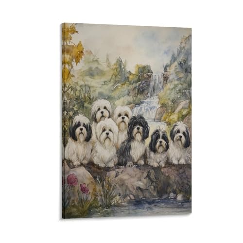 Tableaux sur toile Pékinois décoration murale maison cadre photo animalier art