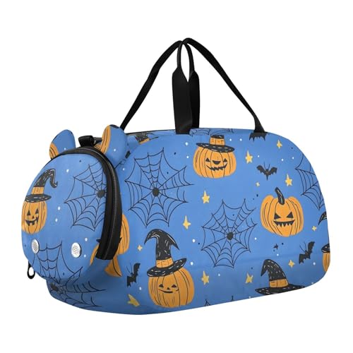 Duffle Bag for Boys or Girls with Shoes Compartment, Halloween Pattern 15 Sports Travel Bag Overnight