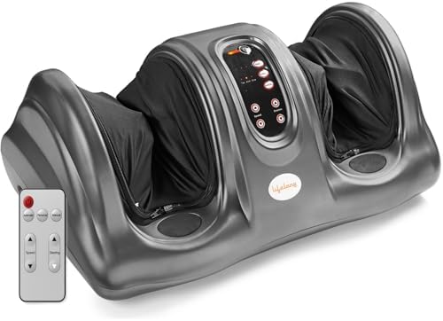 Lifelong Foot Massager Machine For Pain Relief With Kneading Function - Also Used As Leg Calf Massager - Corded Electric Foot Massage Machine For Home With Customizable Settings, Water Resistant (LLM360, Grey)