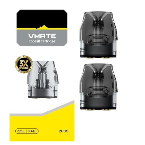 VOO|POO Vmate Pod Cartridge Top Fill Version 0.4 ohm (18-30W) 3ml Upgraded leakproof Compatible with Vmate Max Kit (2 pcs) (Vmate Topfill Cartridge 0.4ohm)