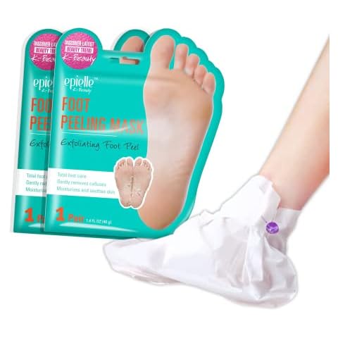 Epielle-Foot Peel Mask - 2 Pack - For Cracked Heels, Dead Skin & Calluses - Make Your Feet Baby Soft & Get a Smooth Skin, Removes & Repairs Rough Heels, Dry Toe Skin - Exfoliating Peeling Treatment Cover