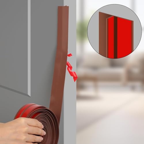 Image of URBANMONK T-Shape Silicon Door Bottom Sealing Strip | Window Sealing Strips for Gap | Door Bottom Sealing Strip Guard | Protector from Cockroach, Insect, Bugs, Air & Dust | (Brown, 3 Meter)