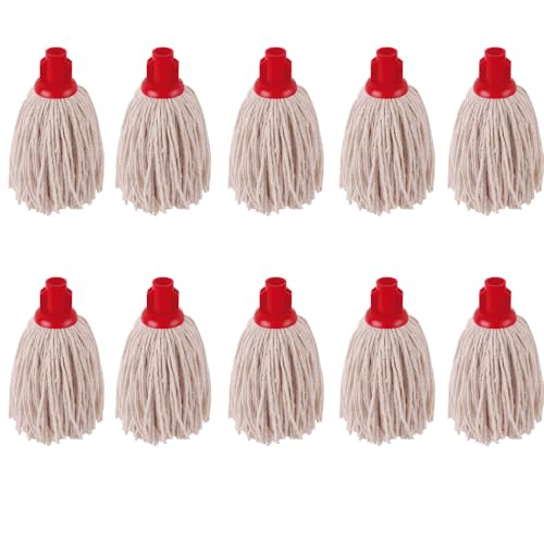 Image of Mop Heads Replacement Colour Coded Self Threading Socket Cotton Mop Head No 14 String Mop Heads Cotton PY Yarn Replacement Socket Mop Head Pack of 10.