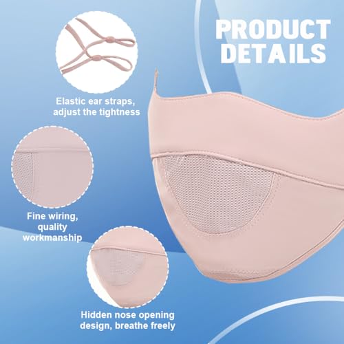 Image of SANNIDHI Face Cover Mask for Women UPT 50+ Protection Summer Driving Face Mask with Adjustable Ear Loops Mesh Breathable Masks - Reuseable & Washable