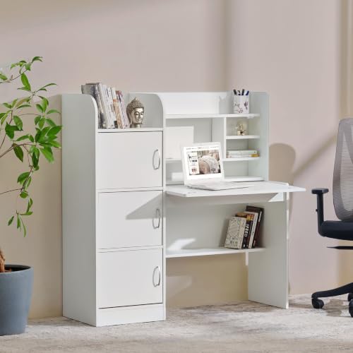 Image of Home Centre | Helios Alton Study Desk | Study Table for Home Office | Engineered Wood | White | 1 Year Warranty
