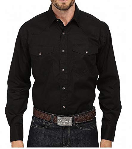 ROPER Western Shirt Mens L/S Snap Solid Black 03-001-0265-1017 BL