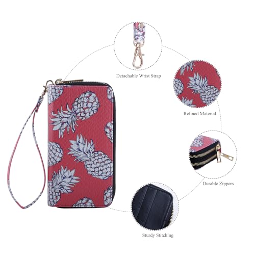 Image of XEYOU Double Zipper Long Clutch Wallet Cellphone Wallet for Women with Removable Wristlet Strap for Credit Card, Cash, Coin, Bill