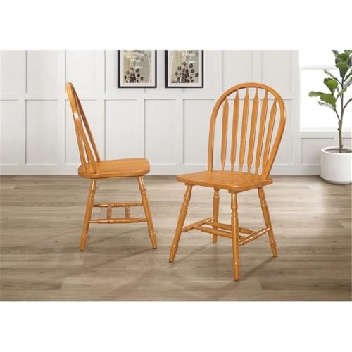Sunset Trading Selections Windsor Arrowback Light Oak Finish Solid Wood | Set of 4 Sidechairs Dining Chairs, Standard Height (CM-820-LO-RTA-4) - Image 8
