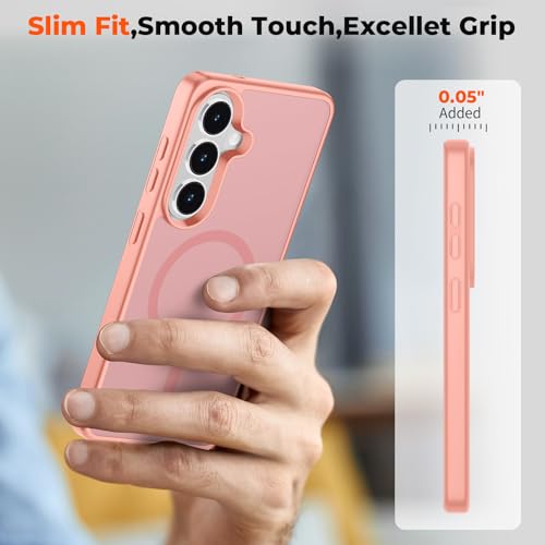 Image of SUPFINE Magnetic for Samsung Galaxy S26 Case with Screen Protector, (Built-in Magnets) (Military Grade Drop Protection) Slim Translucent Shockproof Phone Case,Light Pink