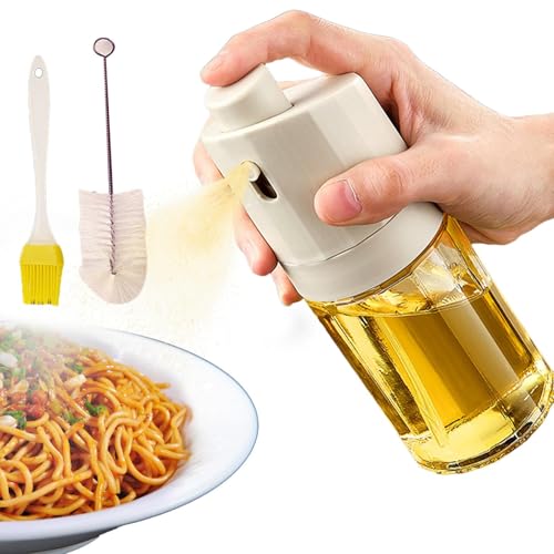 Flacone spray per olio, 230 ml, trasparente per alimenti, con pennello, dispenser di olio d'oliva, nebulizzatore per aceto, barbecue, burro, piante, acqua e attività all'aperto