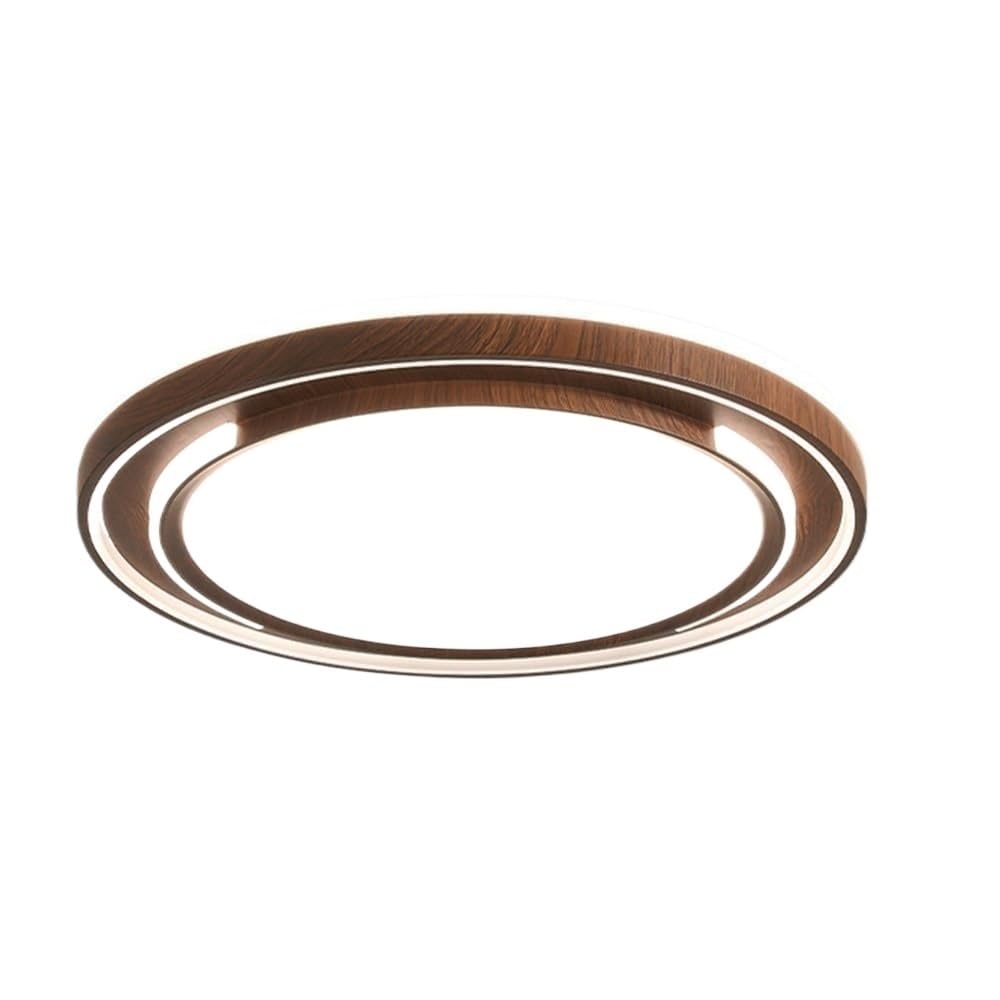 LUOYAOB Nordic Double Ring Design Dark Wood Grain Ceiling Lights Acrylic Shade Flush Mount Ceiling Lamp Iron Ceiling Light Fixture for Bedroom Living Room Study Office Hotel Lobby