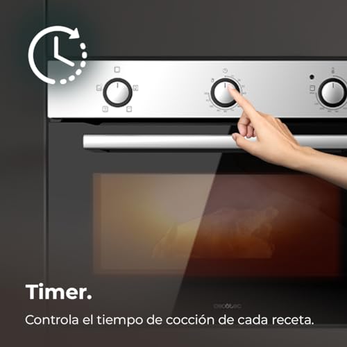 Cecotec Four Encastrable 45 cm Bolero Hexa C134500 Inox A. 2600W, Capacité de 56L, Faible Consommation, 4 Fonctions, Minuterie, Nettoyage à la Vapeur, Cuisson à la Vapeur