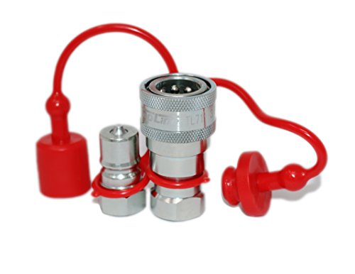 Image of TL71 3 /8 inch NPT Thread Hydraulic Coupler Set ISO 7241-B 3 /8 body Poppet Bobcat Skid Steer Coupling with Dust Caps