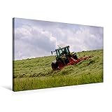  CALVENDO Premium Textil-Leinwand 75 cm x 50 cm quer, Heuwenden am Deich in Ostfriesland  Wandbild, Bild auf Keilrahmen, Fertigbild auf echter Leinwand. Hier Wird Heu gewendet Natur Natur