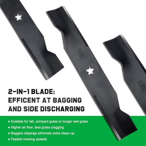 Grasscool Z248F 48 inch Mower Blades for Hus qvarna 532180054 YTH2348 YTH24V48 YTH2148 YTH24K48 Z248 YTH2448 Craftsman Poulan 48'' Lawn Mower Replace 180054 173920(High Lift)