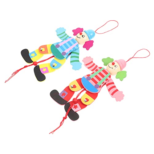 Hohopeti 2pcs Corda Puxe a Linha De Brinquedo De Palhaço Boneco De Madeira Marionete De Madeira Mari
