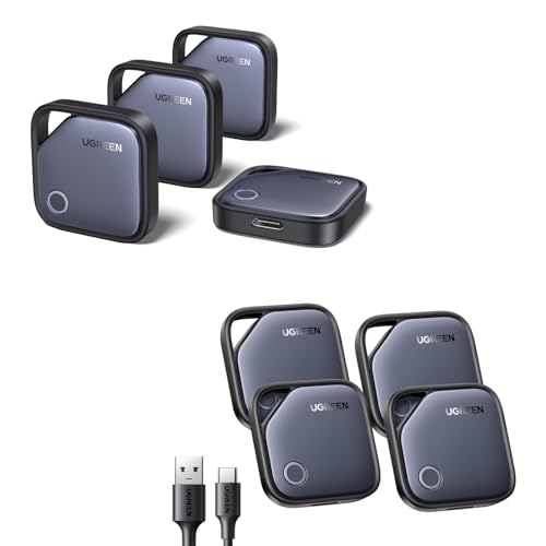 Image of UGREEN FineTrack Duo (4 Pack) for iOS & Android, FineTrack supports USB C Charging (4 Pack) (iOS only), Bluetooth Finder for Keys, Wallet, Luggage, Suitcase and More