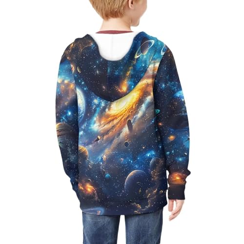 Image of Unisex Zipper Sweatshirt Boys Girls Hooded with 2 Pocket Pullover Hoodies for 6-16Y Kids