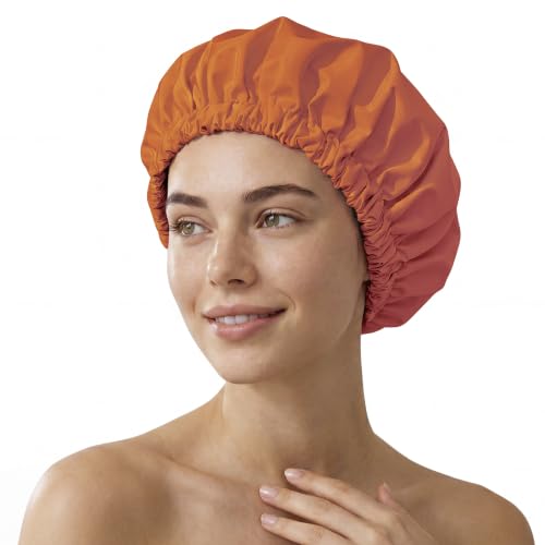 Shower Cap for Women, Reusable Waterproof Long Hair Bonnet
