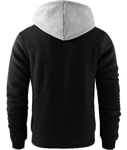 Image of GEEK LIGHTING Mens Fleece Lined Hoodies Zip Up Waffle Knit Thicken Hooded Sweatshirts Winter Jackets