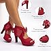 GATUXUS Open Toe Women Platform High Heel Shoes Bows Strappy Sandals (US 7, Red)