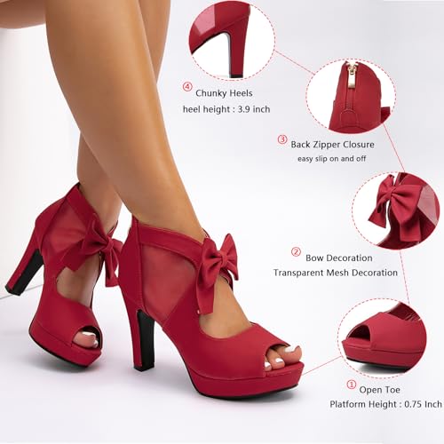 Image of GATUXUS Open Toe Women Platform High Heel Shoes Bows Strappy Sandals