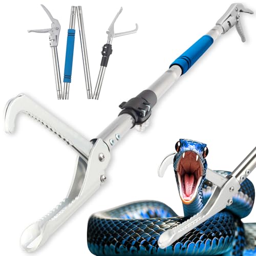 Frebuta Snake Handing Grabbers Long Handle, 69Inch Professional Outdoor Catch Stainless Steel Non-Slip Grip Sponge Handle Rattle Snake Catcher Wide Jaw Handling Tool Rattlesnake Grabber Easy to Carry