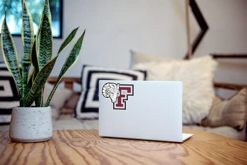 Image of Fordham University Rams Block F Maroon and Grey Logo Weatherproof Vinyl Sticker Car Decal from Nudge Printing