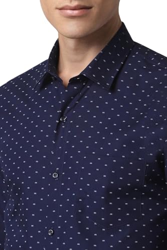 Image of Peter England Men's Cotton Slim Fit Ditsy Printed Full Sleeve Shirt