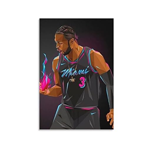 SHANGMJ Ingen ram 60 x 90 cm canvastryck Miami Heat Basketball Team Dwyane Wade rolig konst Cartoon Ball Game Star