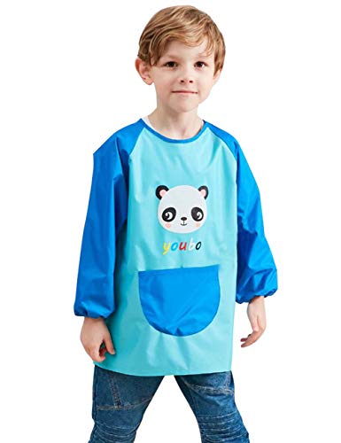 Happy Cherry - Baberos Bebé Impermeable Mangas Largas Babi Infantil para Niños Niñas Delantal Estampado Animal para Comer Pintar Alimentación Blusón Lindo para Guardería Escolar - 4-8 Años Cover