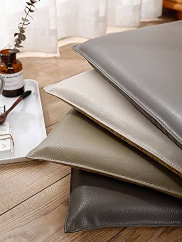 Cuscino per sedia in memory foam, con cerniera, antiscivolo, in ecopelle, per giardino, patio, sala da pranzo e ufficio, impermeabile e resistente, marrone scuro, 50 x 50 x 3 cm